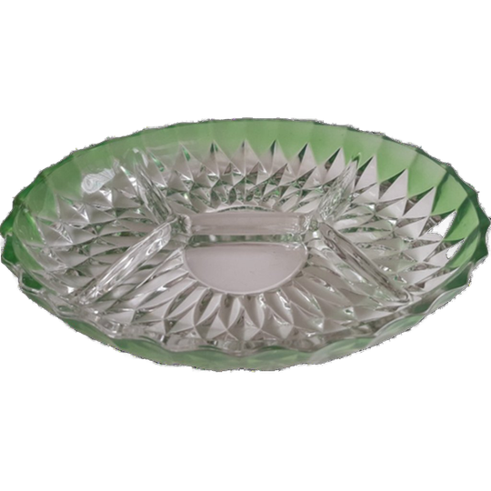 Vintage Ovale 4 Deels Kristalglas Schaal VEBA GLAS 1