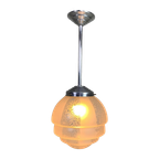 Art Deco Hanglamp Met Getrapte Glazen Bol, Jaren 30 thumbnail 1