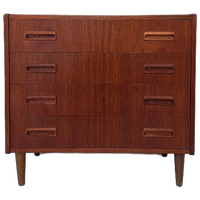 Vintage Deense Teakhouten Ladekast Met 4 Lades