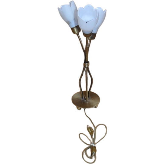 Schemerlamp Messingkleur Met 3 Bloemkapjes 1