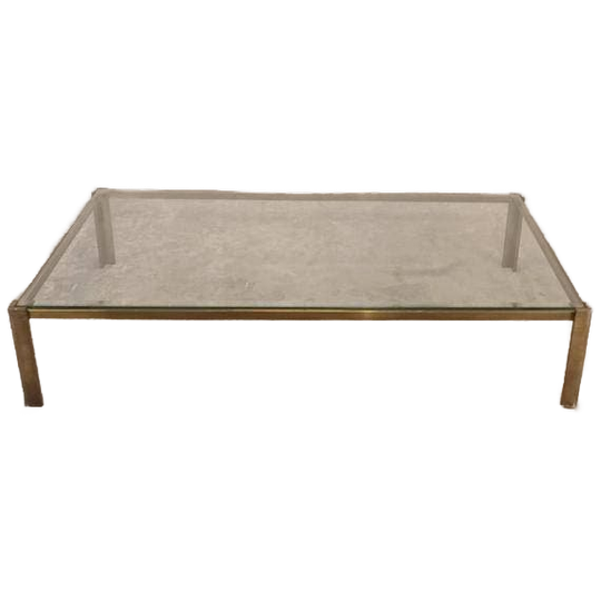 Vintage Glas En Messingkleur Metaal Design Salontafel 1
