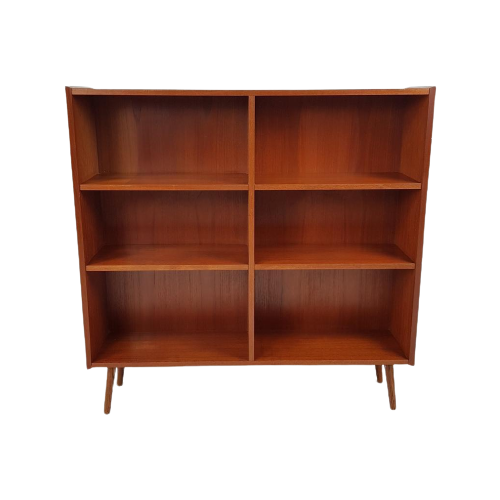 Vintage Deense Wandkast Boekenkast Teak Fineer