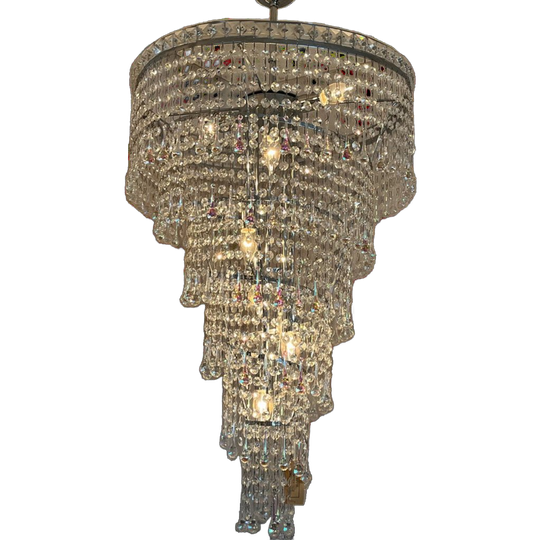 Xxl Vintage Opaline Teardrop Kroonluchter Pegels Kristal Hanglamp 1