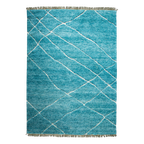 HKLIVING Handgeknoopt Wollen Vloerkleed Turquoise thumbnail 1