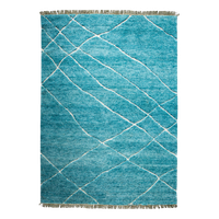 HKLIVING Handgeknoopt Wollen Vloerkleed Turquoise