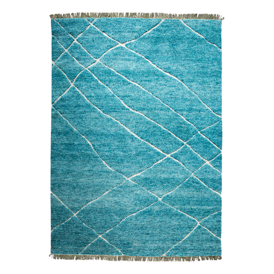 HKLIVING Handgeknoopt Wollen Vloerkleed Turquoise 1