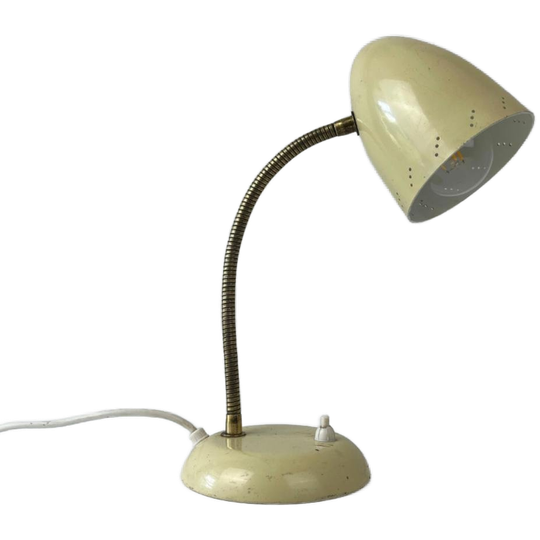 Vintage Bureaulamp - Geperforeerd Metaal, Cremekleurig 1