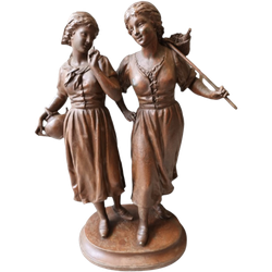 Ernest Rancoulet "2 Dames" Sculptuur.