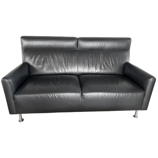 Leolux 2zitsbank Zwart Leer 1