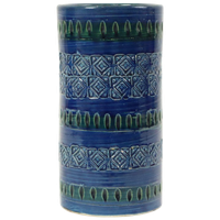 Vintage Italiaanse Vaas Ceramiche Minerva Blauw Keramiek