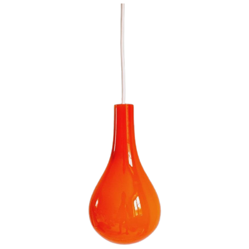 Scandinavische Hanglamp In Oranje Opaline, Jaren 60