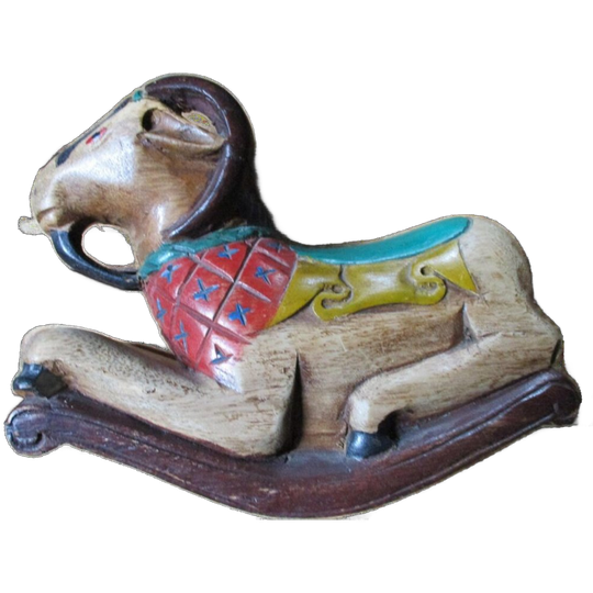 Alexander Girard Style Houten Object Rocking Goat Jaren '50 Folk Art Vintage Antiek 1
