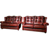 Engelse Springvale Chesterfield Zithoek 2 X 2,5 Zits Banken Oxblood Rood Suzanne