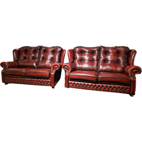 Engelse Springvale Chesterfield Zithoek 2 X 2,5 Zits Banken Oxblood Rood Suzanne 1