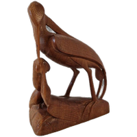 Teakhouten Artdeco Vogel Beeld Vintage Beeld