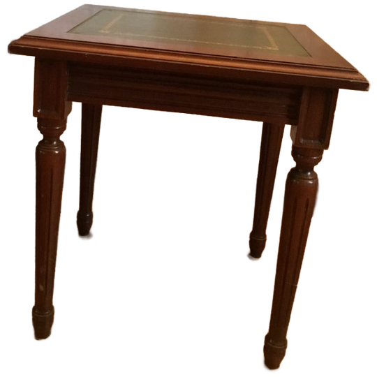 Klassiek Bijzettafeltje Mahonie Met Ingelegd Blad Ingelegd Groen Leder Bovenblad 1