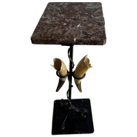 Marble Top Side Table With Sculptural Horn Base