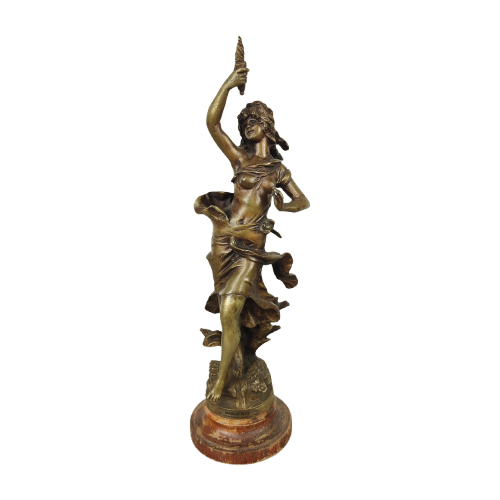 Bronzen Beeld Dame Met Fakkel