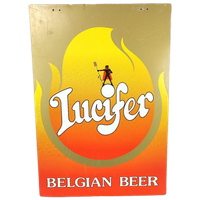 Dubbelzijdige Reclame Lucifer / Dentergems Bier