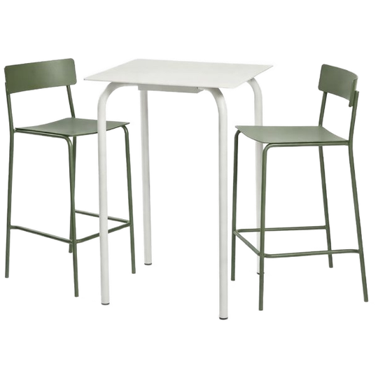 Serax | August Tuinset: Bartafel Aluminium Zand + Barstoelen Eucalyptus Groen 1