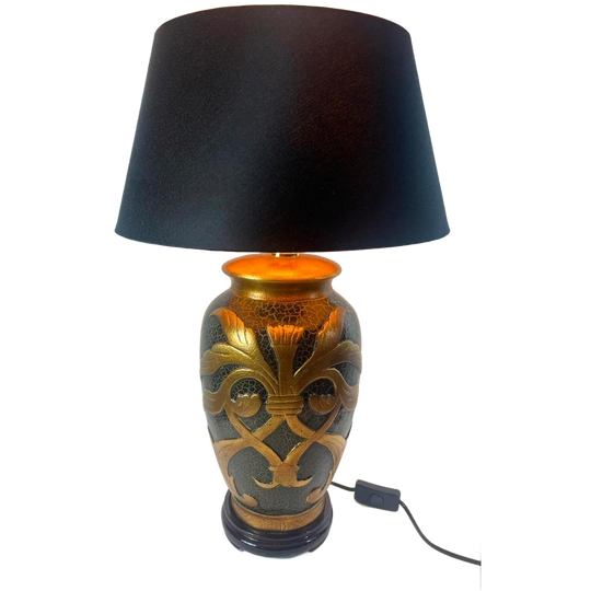 Lamp Aardewerken Voet Goud/ Zwart 1