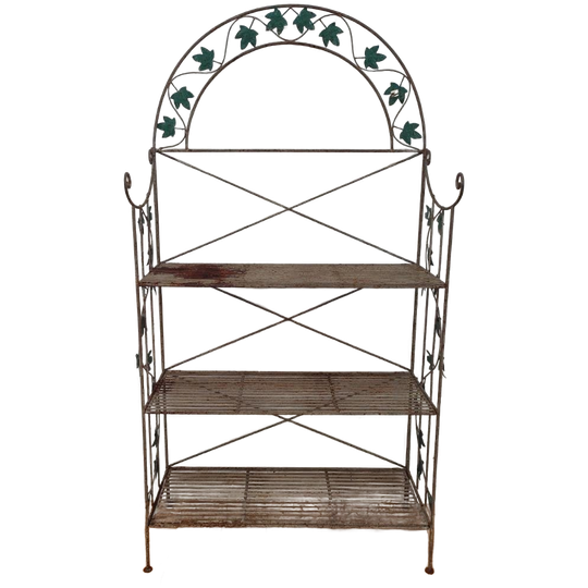 Vintage Brocante Inklapbare Smeedijzeren Etagère Bloemenrek 1