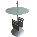 Sculptural Modern Side Table And Magazine Rack With Glass Top thumbnail 1