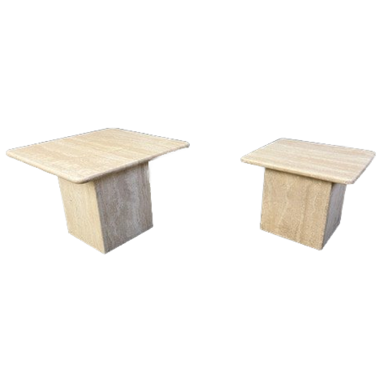 Pair Of Travertine Nesting Or Side Tables, 1970s 1