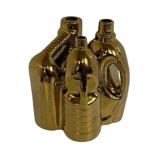 Pols Potten - Ceramic Vase Shaped Like Cleaning Products - Gold Colored - Dutch Design 1