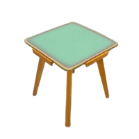 Houten Bijzettafel Met Keramiek Nr 19, Vintage Plantentafel