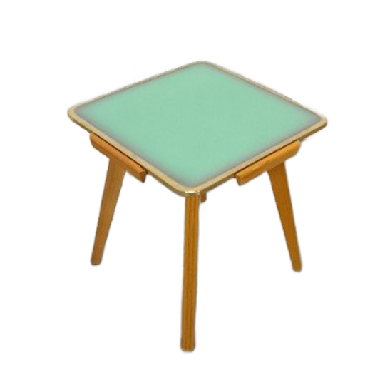 Houten Bijzettafel Met Keramiek Nr 19, Vintage Plantentafel 1