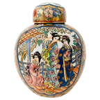 Vintage Chinese Gemberpot Geisha’s Bloemen Goud thumbnail 1