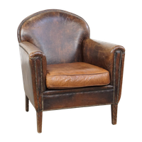 Charmante En Statige Vintage Schapenleren Fauteuil/Armchair Met Een Los Zitkussen