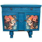 Petrolblauw Dressoir 'vrouw Met Goudvissen' - Eclectisch thumbnail 1