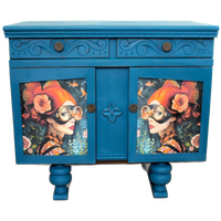 Petrolblauw Dressoir 'vrouw Met Goudvissen' - Eclectisch