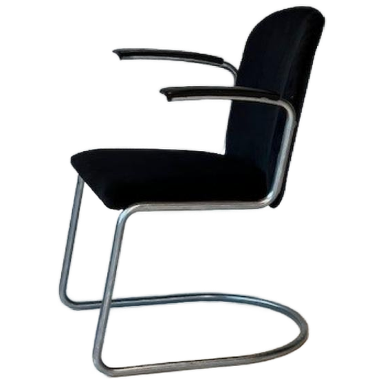 Gispen | Vintage Eetkamerstoel Zwart Ribstof 1