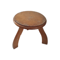 Vintage Plantentafeltje Krukje Hout Bruin Rond