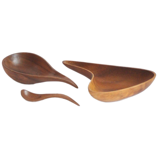 Vintage Organic Wooden Bowls, Set Of Three 1