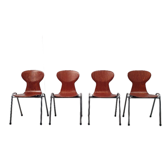 4x Eromes Pagholz Industriële Stapelbare Design Stoel 1