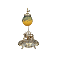 Messing Inktstel Met Glaspasta Lamp