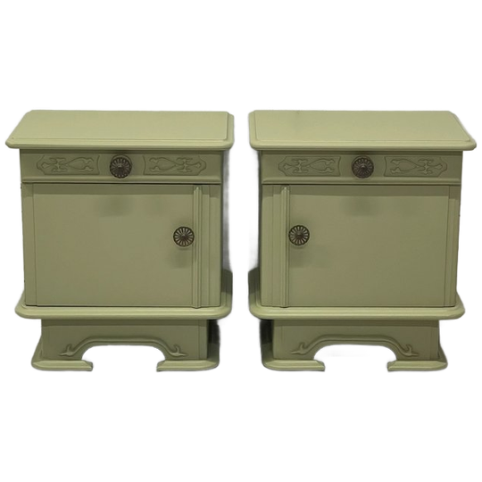 Set Restyle Nachtkastjes `olijf` Groen Vintage 1