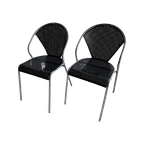 Pair Of 2 Metal Office Chairs With Peforated Design thumbnail 1