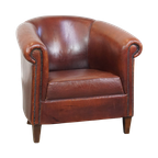 Comfortabele Vintage Schapenleren Clubfauteuil In Engelse Stijl Met Een Mooi Patina thumbnail 1