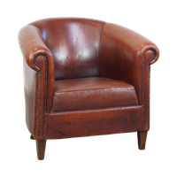 Comfortabele Vintage Schapenleren Clubfauteuil In Engelse Stijl Met Een Mooi Patina