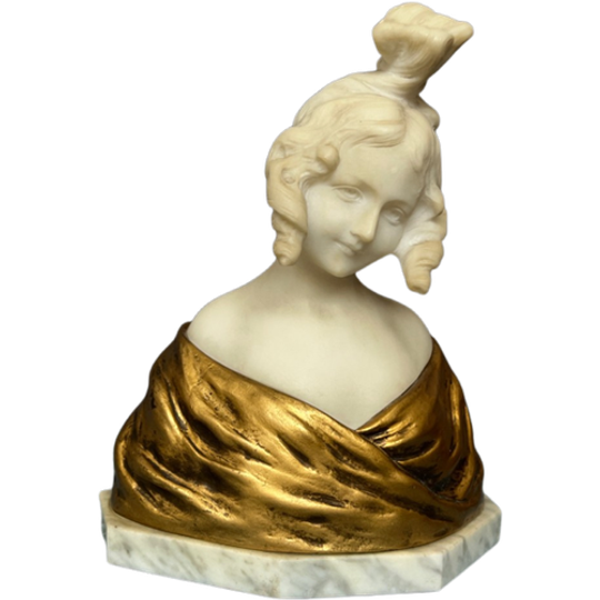 Alphonse Henri Nelson (1854–1919). Origineel Elegant Borstbeeld Van Marmer En Verguld Brons. 1