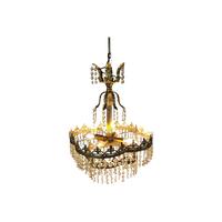 Chandelier - Hollywood Regency - Verguld - Kristal - 3E Kwart 20E Eeuw