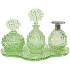Groene Kristallen Toiletset Boudoirset Art Deco Stijl Parfum thumbnail 1