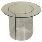 Vintage Ronde Glazen Bijzettafel, Postmodern thumbnail 1
