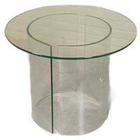 Vintage Ronde Glazen Bijzettafel, Postmodern