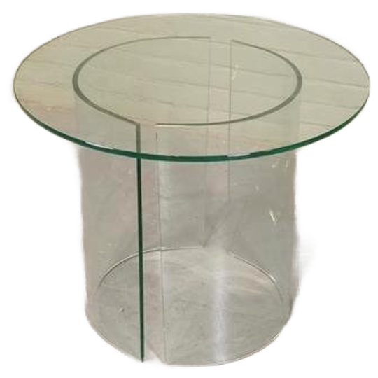 Vintage Ronde Glazen Bijzettafel, Postmodern 1
